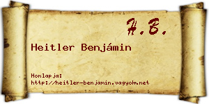 Heitler Benjámin névjegykártya